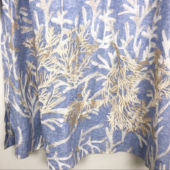 Soft Surroundings Tunic Top Shell Seeker Embroidered Coral Reef Beach Travel Cov - Picture 5 of 11